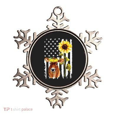 Cow USA Flag Sunflower Cow Lover Ornament