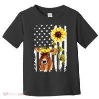 Cow USA Flag Sunflower Cow Lover Toddler T-Shirt thumb 0