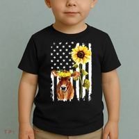 Cow USA Flag Sunflower Cow Lover Toddler T-Shirt thumb 2