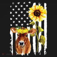 Cow USA Flag Sunflower Cow Lover Toddler T-Shirt thumb 4