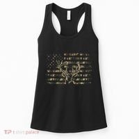 Camo Usa Flag Deer Elk Buck Camoflage Hunting Hunter Women's Tank Top thumb 0