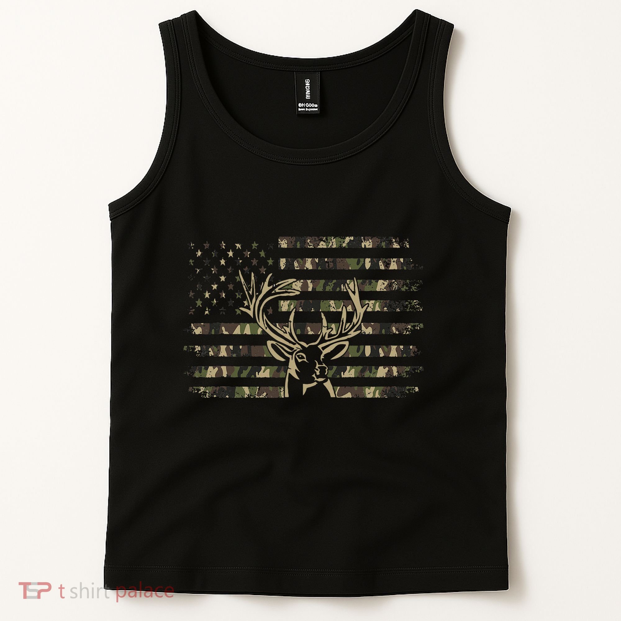 Camo Usa Flag Deer Elk Buck Camoflage Hunting Hunter Tank Top