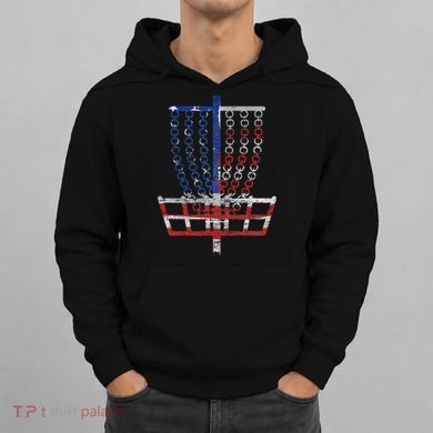 Cool Us Flag Disc Golf Basket Fourth Of July Disc Golfer Hoodie