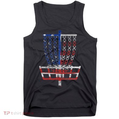 Cool Us Flag Disc Golf Basket Fourth Of July Disc Golfer Tank Top
