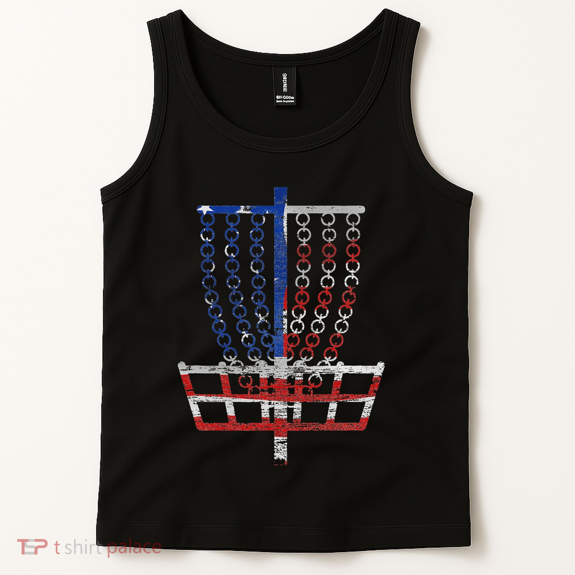 Cool Us Flag Disc Golf Basket Fourth Of July Disc Golfer Tank Top