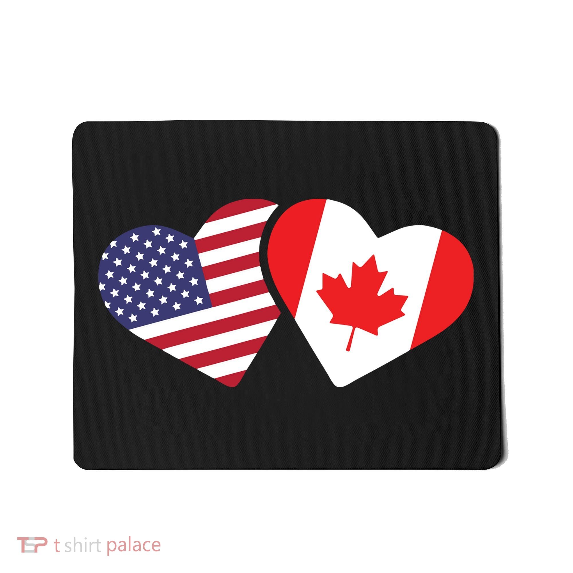 Canada USA Flag Heart Canadian Americans Love Cute Mousepad