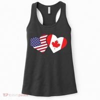 Canada USA Flag Heart Canadian Americans Love Cute Women's Tank Top thumb 0