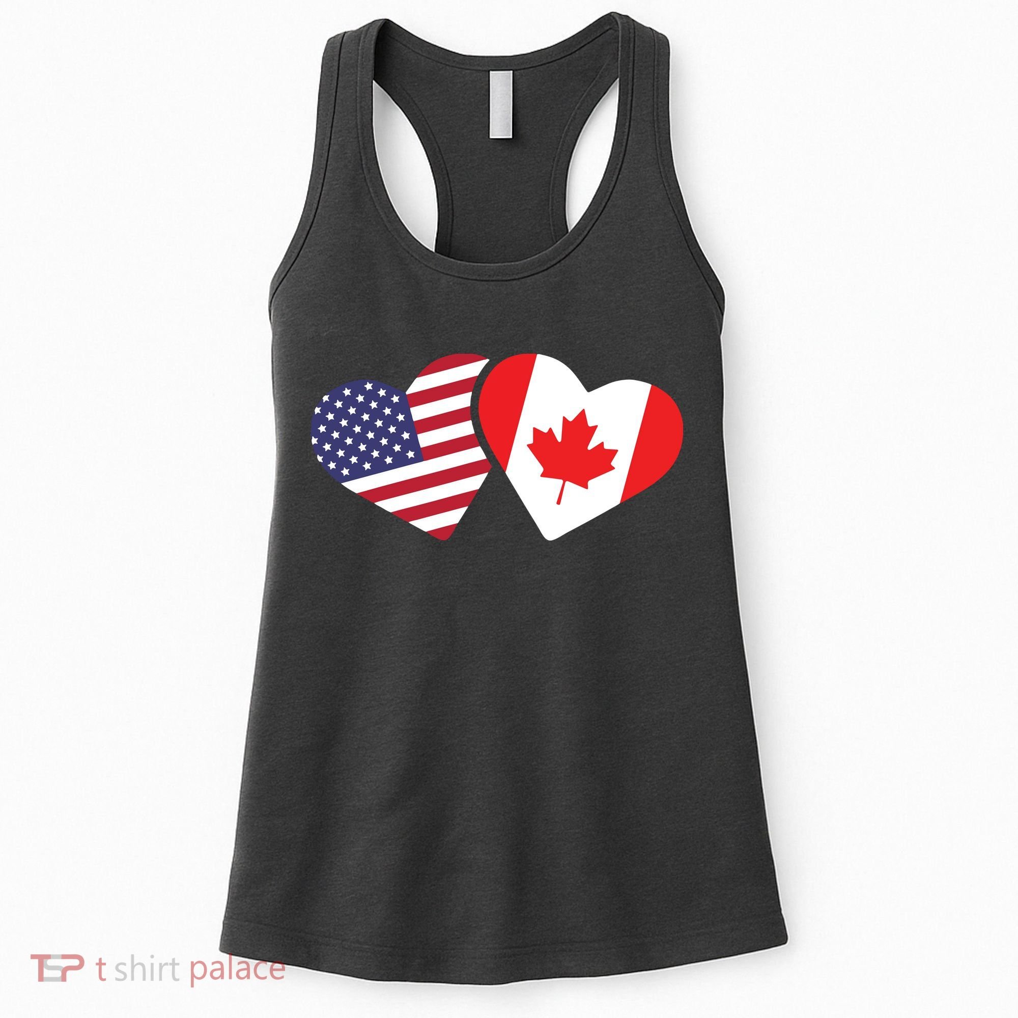 Canada USA Flag Heart Canadian Americans Love Cute Women's Tank Top