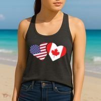 Canada USA Flag Heart Canadian Americans Love Cute Women's Tank Top thumb 2