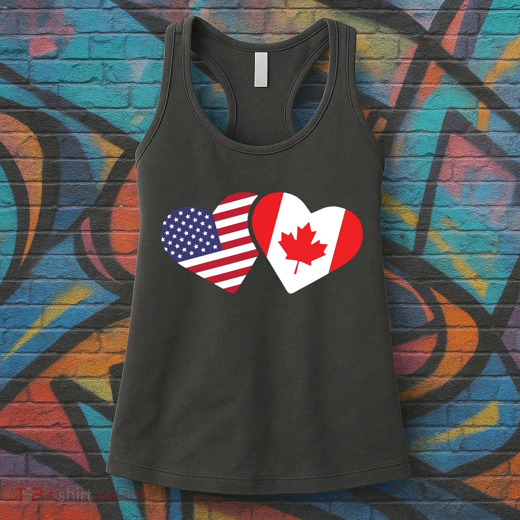Canada USA Flag Heart Canadian Americans Love Cute Women's Tank Top