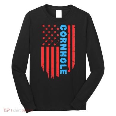 Cornhole Us Flag Long Sleeve Shirt