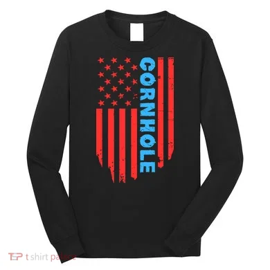 Cornhole Us Flag Long Sleeve Shirt