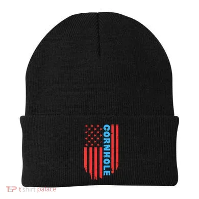 Cornhole Us Flag Beanie