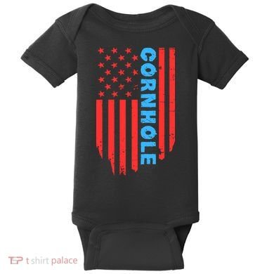 Cornhole Us Flag Baby Bodysuit