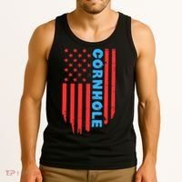 Cornhole Us Flag Tank Top thumb 3