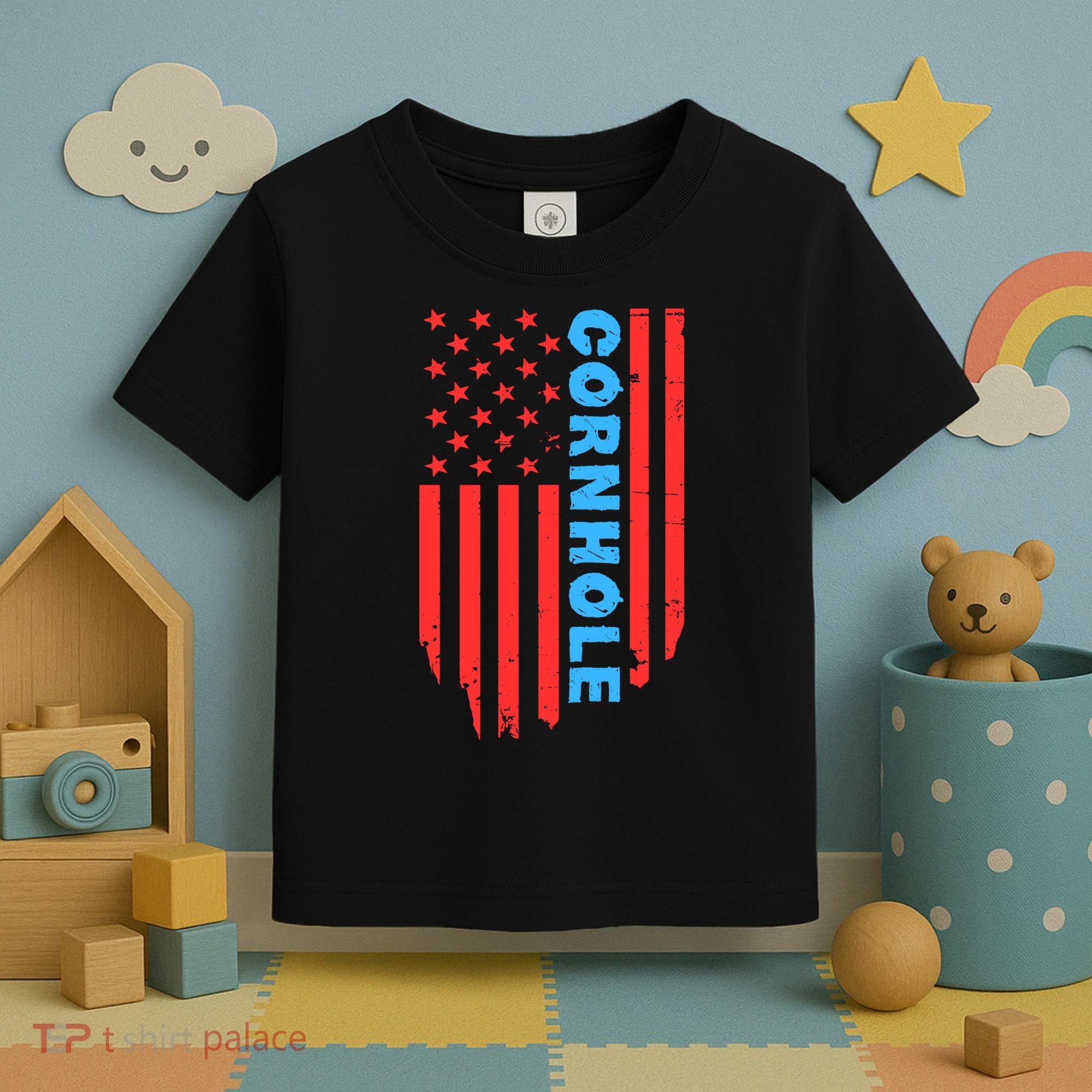 Cornhole Us Flag Toddler T-Shirt