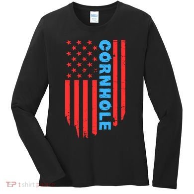 Cornhole Us Flag Women's Long Sleeve Shirt