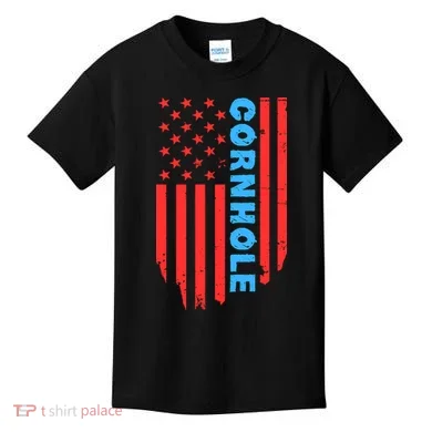 Cornhole Us Flag Kids T-Shirt