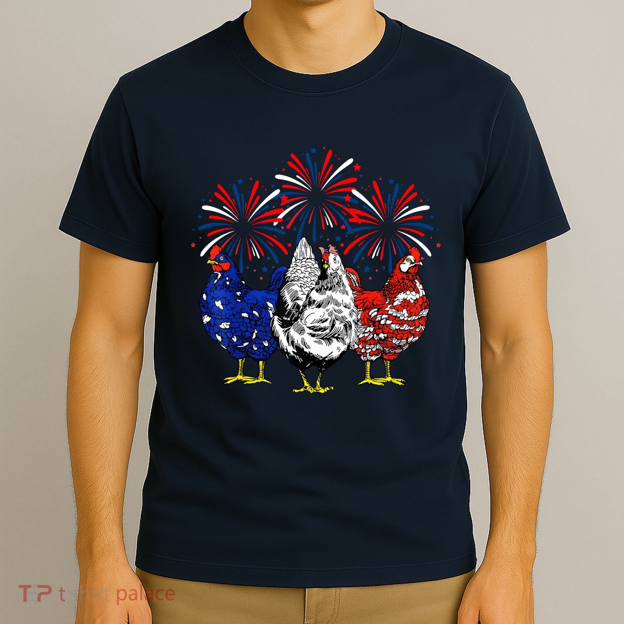 Chicken Usa Flag Patriotic Lover 4th Of July T-Shirt