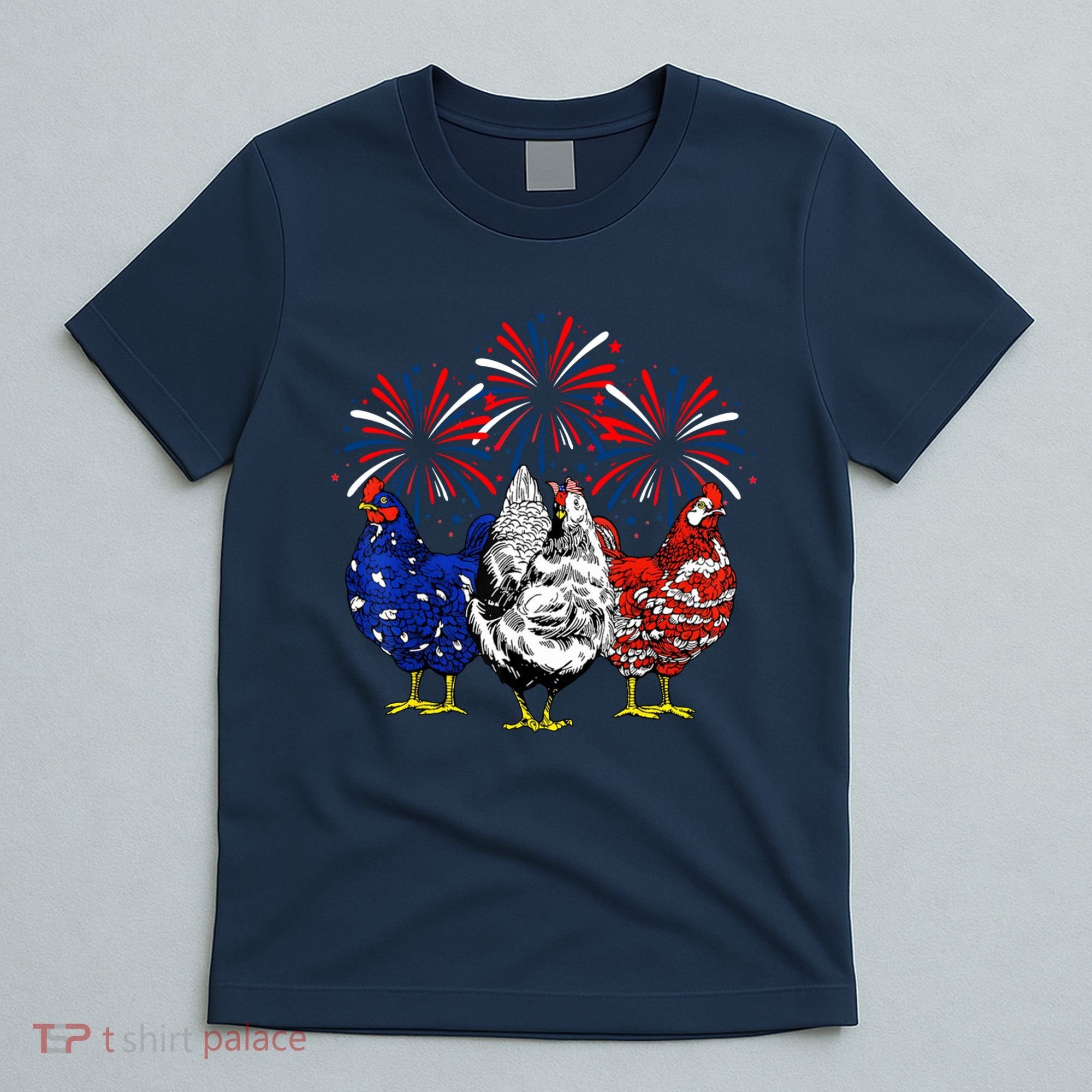Chicken Usa Flag Patriotic Lover 4th Of July T-Shirt