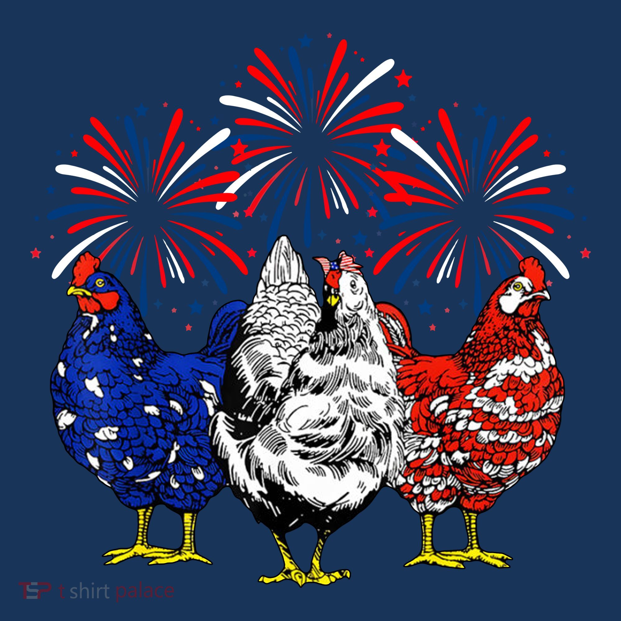 Chicken Usa Flag Patriotic Lover 4th Of July T-Shirt