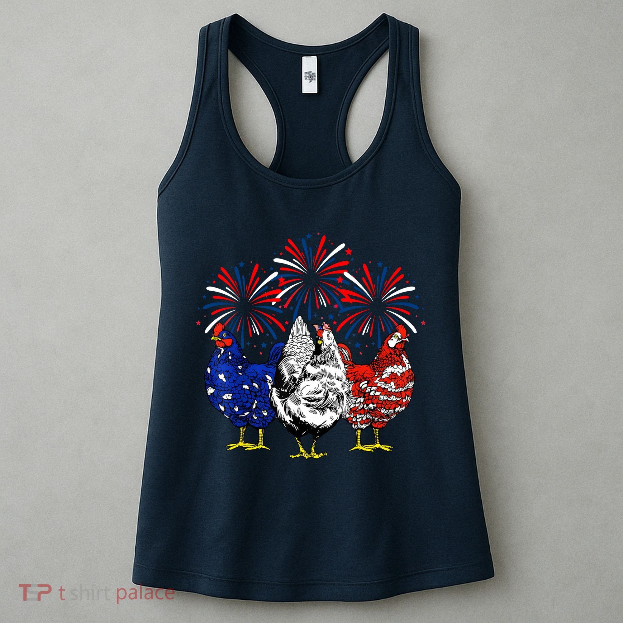 Chicken Usa Flag Patriotic Lover 4th Of July Women's Tank Top