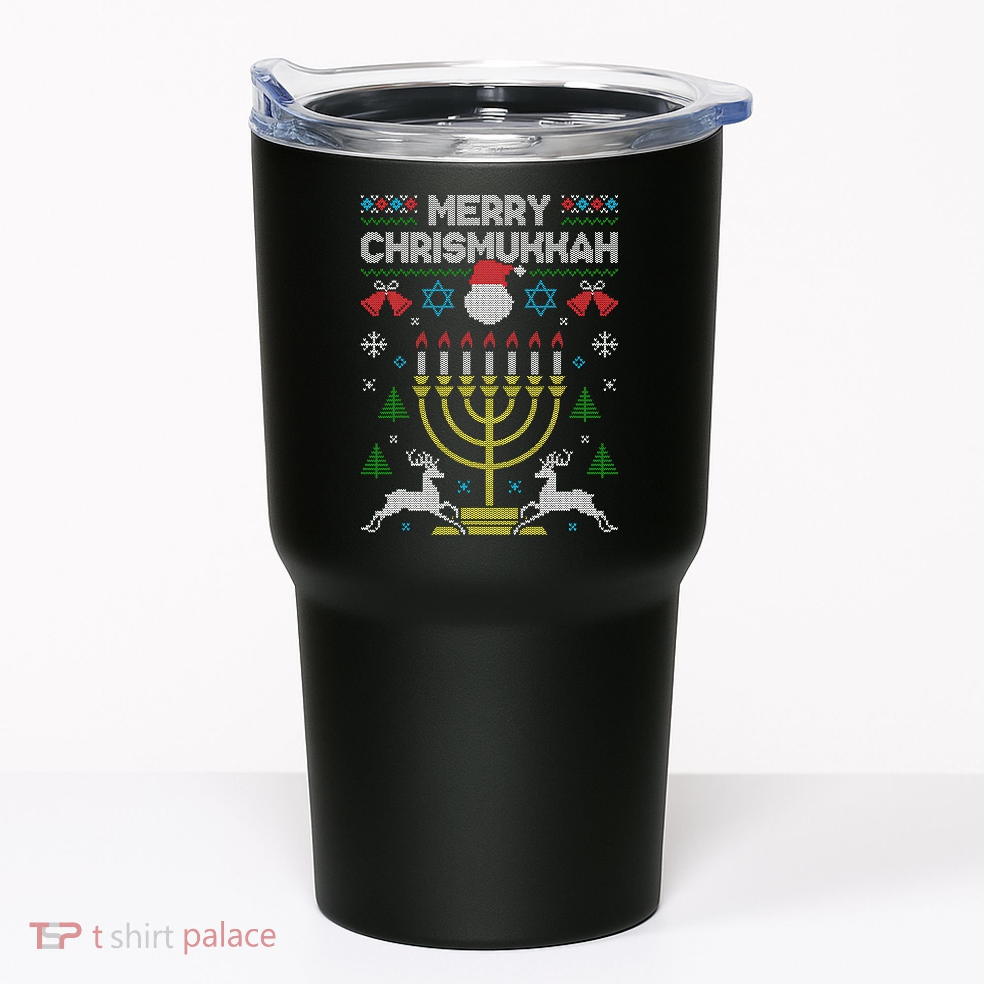 Christmas Ugly Hanukkah Sweater menorah Merry Chrismukkah Tumbler