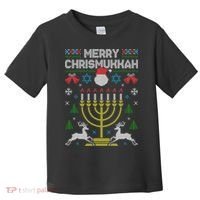 Christmas Ugly Hanukkah Sweater menorah Merry Chrismukkah Toddler T-Shirt thumb 0