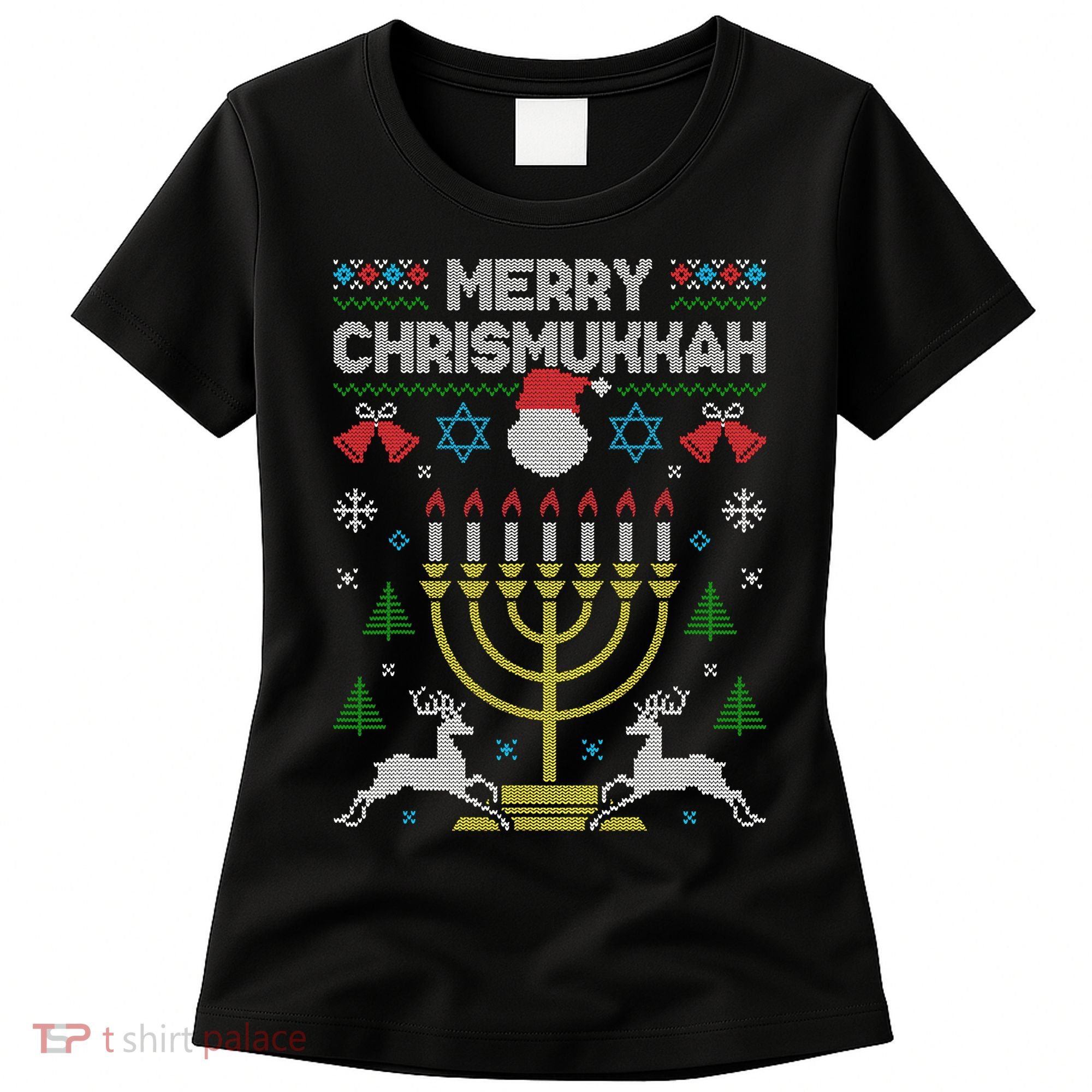 Christmas Ugly Hanukkah Sweater menorah Merry Chrismukkah Women's T-Shirt