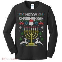 Christmas Ugly Hanukkah Sweater menorah Merry Chrismukkah Kids Long Sleeve Shirt thumb 0