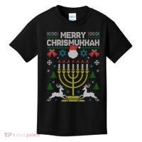 Christmas Ugly Hanukkah Sweater menorah Merry Chrismukkah Kids T-Shirt thumb 0