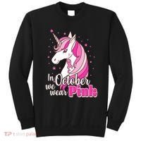 Cute Unicorn In October We Wear Pink Breast Cancer Awareness Sweatshirt thumb 0