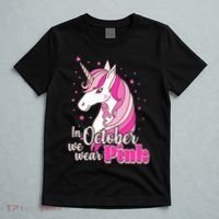 Cute Unicorn In October We Wear Pink Breast Cancer Awareness T-Shirt thumb 5