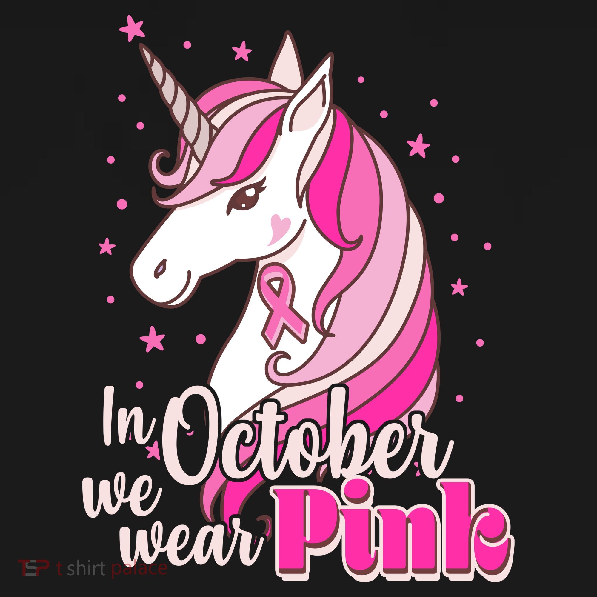 Cute Unicorn In October We Wear Pink Breast Cancer Awareness Polo