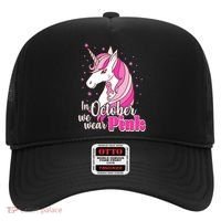 Cute Unicorn In October We Wear Pink Breast Cancer Awareness Hat thumb 0