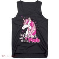 Cute Unicorn In October We Wear Pink Breast Cancer Awareness Tank Top thumb 0