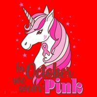 Cute Unicorn In October We Wear Pink Breast Cancer Awareness Santa Hat thumb 1