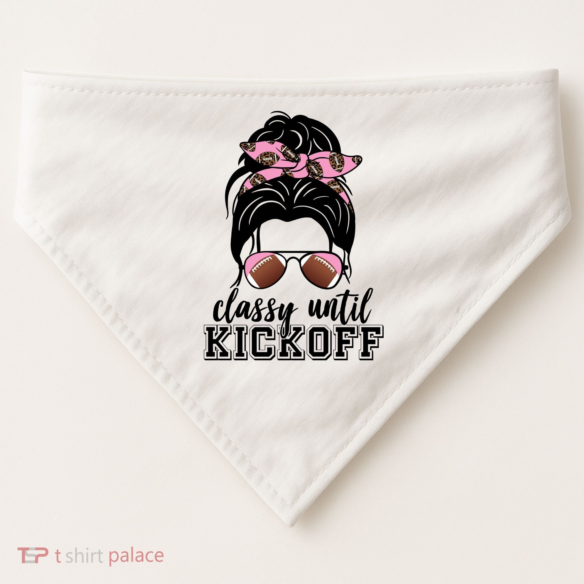 Classy Until Kickoff Football Hair Bun USA-Made Doggie Bandana