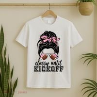 Classy Until Kickoff Football Hair Bun T-Shirt thumb 2