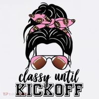 Classy Until Kickoff Football Hair Bun Women's Hoodie thumb 2
