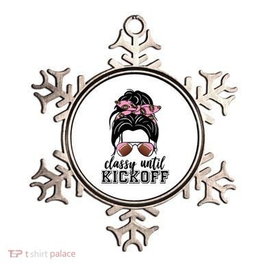 Classy Until Kickoff Football Hair Bun Ornament