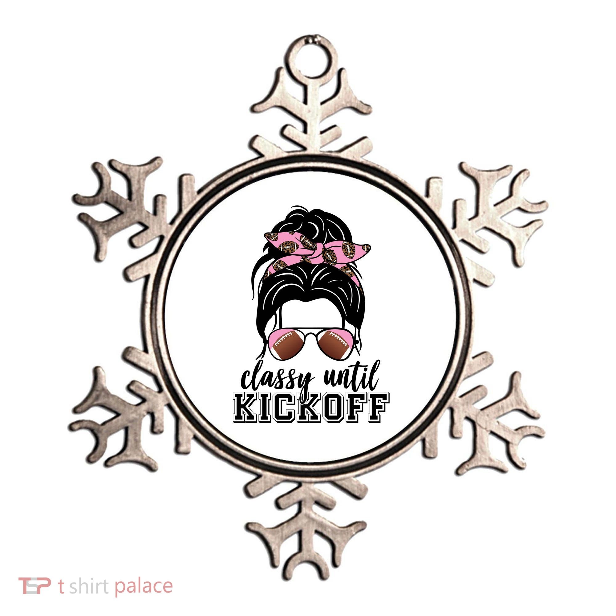 Classy Until Kickoff Football Hair Bun Ornament