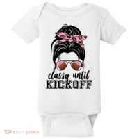 Classy Until Kickoff Football Hair Bun Baby Bodysuit thumb 0