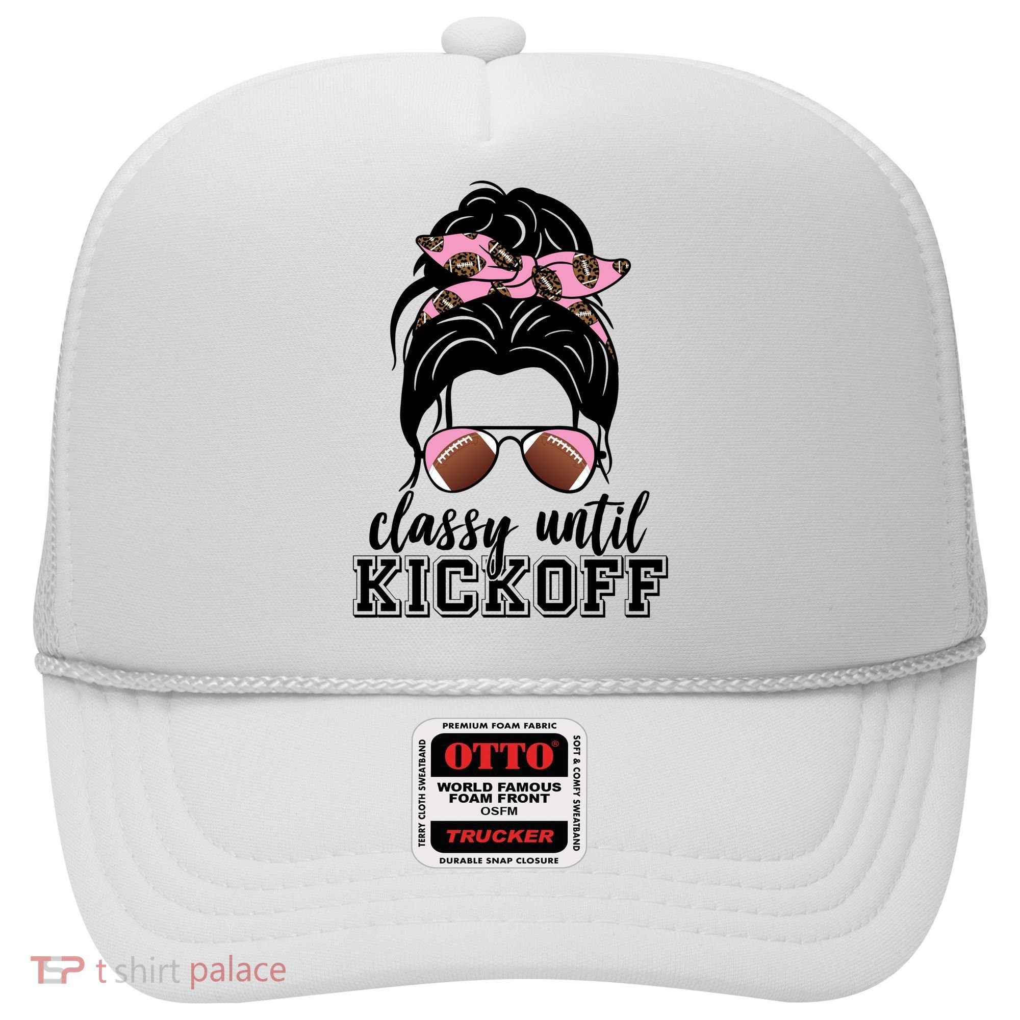 Classy Until Kickoff Football Hair Bun Hat
