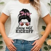Classy Until Kickoff Football Hair Bun Women's T-Shirt thumb 2