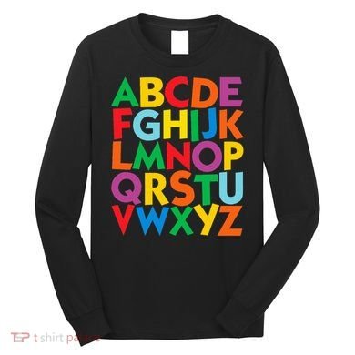 Colorful Uppercase Letters Alphabet Learn Abcs Long Sleeve Shirt