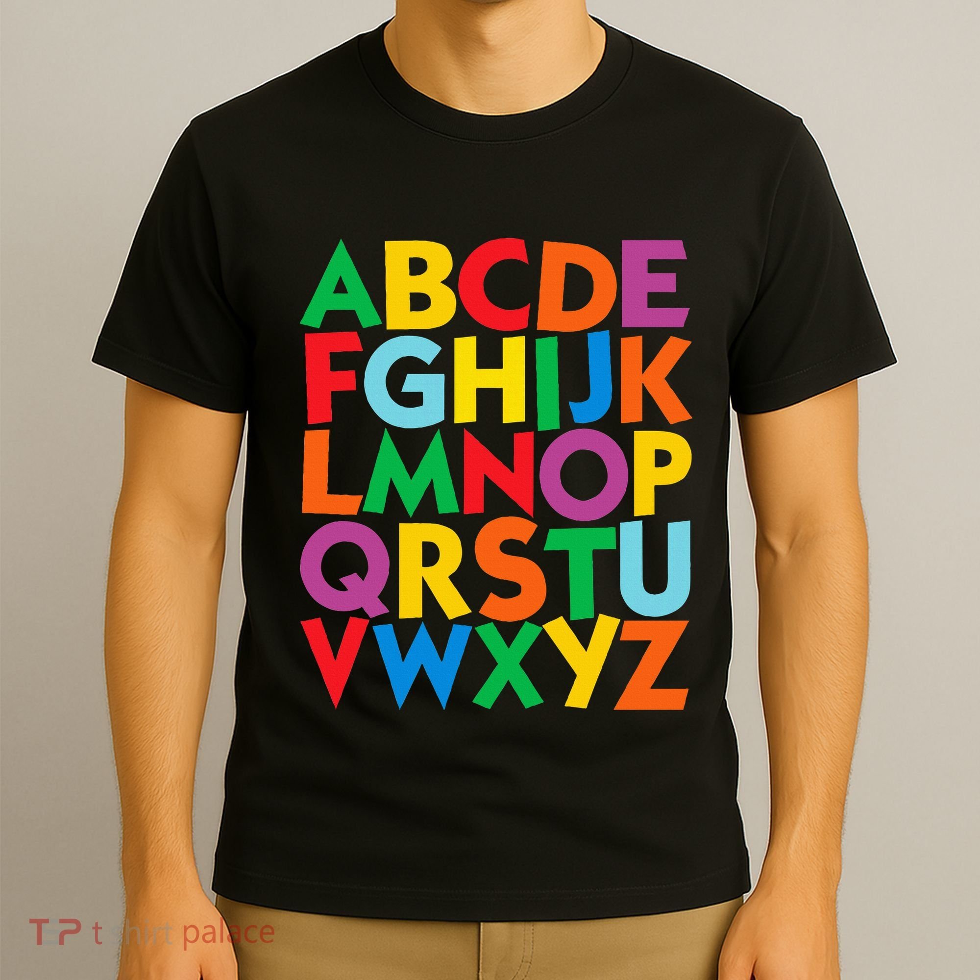 Colorful Uppercase Letters Alphabet Learn Abcs T-Shirt