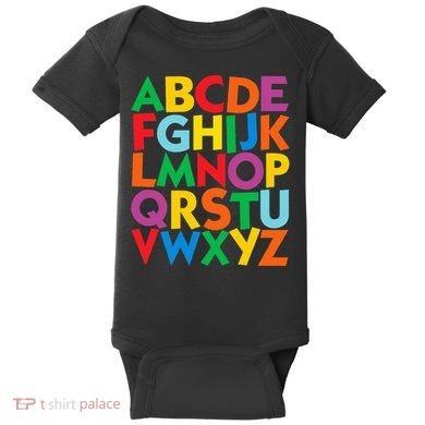 Colorful Uppercase Letters Alphabet Learn Abcs Baby Bodysuit