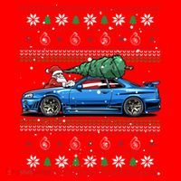 Christmas Ugly Nissan Skyline R34! Best Car Guy Gift! Classic Santa Hat thumb 1