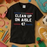 Clean Up On Aisle 47 Impeach 47 Anti Trump Kids T-Shirt thumb 3
